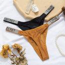 Sexy Women Pantie Crystal Rhinestone Letter Secret Underwear Fitness Gym Love Thongs Low Rise Tanga Female Push Up Lingerie