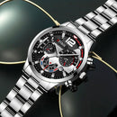 Fashion Mens Sports Watches Luxury Stainless Steel Quartz Wrist Watch Calendar Luminous Clock Men Business Casual часы мужские