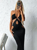 Zenaide 2022 Cut Y2K Long Dress Backless Spaghetti Strap Sexy Maxi Bodycon Dresses Pink Women Summer Black Beach Party Outfits