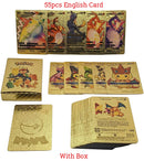 New Pokemon Cards Metal Gold Silver Vmax GX Card Box Charizard Pikachu Rare Collection Battle Trainer Card Children Toys Gift