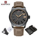 NAVIFORCE Male Wrist Watches Military Sports Anti-shock Waterproof Leather Strap Men Watch Fashion Green Clock Relogio Masculino