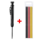 Solid Carpenter Pencil Set with 6 Refill Built-in Sharpener Deep Hole Mechanical Pencil Woodworking Tools Carpentry Scriber