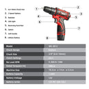 WOSAI 12V Max Electric Screwdriver Cordless Drill Mini Wireless Power Driver DC Lithium-Ion Battery 3/8-Inch 2-Speed