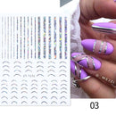 1PC Silver Gold Lines Stripe 3D Nail Sticker Geometric Waved Star Heart Self Adhesive Slider Papers Nail Art Transfer Stickers