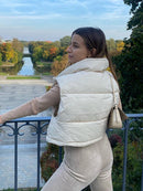 Willshela Women Fashion High Neck Cropped Waistcoat Puff Vest Casual Woman Sleeveless Jacket Chic Lady Winter Warm Outfits
