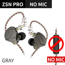 KZ ZSN Pro Wired Earphone 1DD+1BA Hybrid Technology In Ear Headphones HIFI Bass Metal Earplugs Movement Noise Reduction Headset