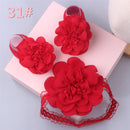 Lovely Pearl Bows Newborn Baby Girl Headband Socks Set Lace Flower Baby Hair Band Turban Baby Little Girl Hair Accessories