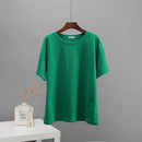 Hirsionsan Summer Cotton Sets Women Casual Two Pieces Short Sleeve T Shirts and High Waist Short Pants Solid Outfits Tracksuit