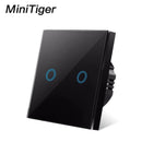 MiniTiger EU Touch Switch LED Crystal Glass Panel Wall Lamp Light Switch 1/2/3 Gang AC100-240V LED Sensor Switches Interruttore