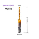 1-6pc M3 M4 M5 M6 M8 M10 Tap Drill Bits 1/4 Hex Shank Machine Hand Taps Titanium Coated HSS Drilling Tap Bits Thread Screw Tools
