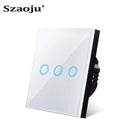 EU Touch Switch Sensor Switches No Neutral Wire Required LED Crystal Glass Panel Wall Lamp Light Switch 1/2/3 Gang AC100-240V