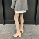 Sexy High Boots Women 2022 Winter New Fashion Over The Knee Warm Botas Mujer Suede Lace Up Pumps Sock Shoes High Heels Boots