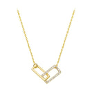 Exquisite Crystal Hollow Double Square Necklace Pendant Clavicle Chain Korean Choker Ins