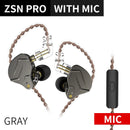 KZ ZSN Pro Wired Earphone 1DD+1BA Hybrid Technology In Ear Headphones HIFI Bass Metal Earplugs Movement Noise Reduction Headset