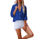 Sexy Fashion Fall Winter Lapel Solid Color Shirts Casual Long Sleeves Loose Cardigan Buttons Long Blouses Elegant Office Shirts