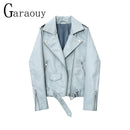 New 2022 Spring Autumn Pu Faux Leather Jacket Women Purple Zipper Slim Short Biker Jackets Coat Female Outwear Veste Femme Tops