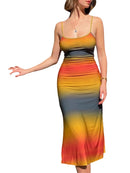 Sleeveless Backless Maxi Dress Women 2022 Summer Bodycon Elegant Sexy Tie Dye Outfits Ladies Birthday Party Club Sundress
