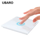UBARO Eu AC100-240V Tempered Black White Crystal Glass Touch Switch Panel Wall Light Sensor Button 1/2/3 Gang 10A Interruptor
