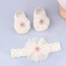 Lovely Pearl Bows Newborn Baby Girl Headband Socks Set Lace Flower Baby Hair Band Turban Baby Little Girl Hair Accessories