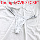 Sexy Women Pantie Crystal Rhinestone Letter Secret Underwear Fitness Gym Love Thongs Low Rise Tanga Female Push Up Lingerie