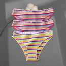 FINETOO 3Pcs/Set Colorful Stripes Panties Women&