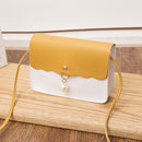 Fashion Simply PU Leather Crossbody Bag For Women Solid Color Shoulder Messenger Bag Lady Pendant Pearl Travel Small Handbag