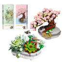 Mini Bouquet Building Blocks Flowers Succulent Cherry Blossom Bonsai 3D Model Home Decoration Children&