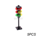 Marumine Traffic Road Sign Light Lamp Block Brick City Street View Accessories Signpost Barrier Speed Limit Indicator Warning