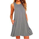 Women Black Blue Summer Dress 2022 Polyester Short Sleeve O-Neck Tops Casual Loose Dress Female Street White Dress Vestidos