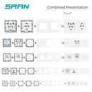 SRAN F6 Series White Crystal Tempered Glass Panel Light switch eu french wall socket usb tv rj45 rj11 Sensor switch Module DIY