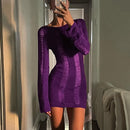 Tassel Cut Out Long Sleeve Dress Women Y2K Mini Backless Bodycon Female Dresses 2022 Summer Sexy Party Club Ladies Vestidos