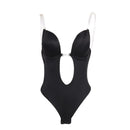 Bodysuit Shapewear Deep V-Neck Body Shaper Backless U Plunge Thong Shapers Waist Trainer Women Clear Strap Padded Push Up Corset