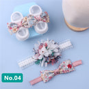 Infant Newborn Baby Girls 3Pcs/Set Slipper Socks Headband Gift Foot Socks Lace Crown Hair Band Accessories Photo Props Meias