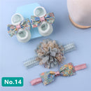 Infant Newborn Baby Girls 3Pcs/Set Slipper Socks Headband Gift Foot Socks Lace Crown Hair Band Accessories Photo Props Meias