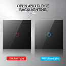 BONDA Wall Touch Switch 220V EU Standard Tempered Crystal Glass Panel Power 1/2/3 Gang 1 Way Light Sensor Switches Waterproof