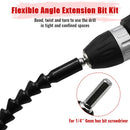 105 Degree Right Angle Drill Attachment and Flexible Angle Extension Bit Kit for Drill or Screwdriver 1/4" Socket Adapter Tools