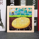 11X11CM Kids Wooden Puzzle Toy Vehicle Animal Jigsaw Cartoon Animal Traffic Tangram Toys Educational Toys Puzzles for Kids Gifts