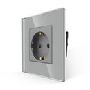 Bingoelec Power Socket,16A EU Standard Electrical Outlet 86mm*86mm White Crystal Glass Panel Wall Socket