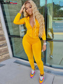 OrangeA Women Autumn Casual Two Piece Set Hooded Crop Tops Sporty Leggings Matching Stretchy Soft Skinny Fitness Slim Streetwear