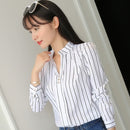 JFUNCY Women White Tops and Blouses Fashion Stripe Print Casual Long Sleeve Office Lady Work Shirts Female Slim Blusas