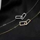 Exquisite Crystal Hollow Double Square Necklace Pendant Clavicle Chain Korean Choker Ins