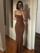 Hugcitar Satin Slip Sleeveless Backless Slim Sexy Maxi Dress 2022 Spring Women Party Y2K Concise Bodycon Elegant Clothing