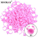 MSOKAY Wholesale 100Pcs/Bag Disposable Eyelash Extension Glue Ring Cup Tattoo Pigment Holder Container Lash Tools Supplier