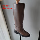 FEDONAS 2023 Ins ZA Genuine Leather Knee High Boots For Women Thick Heeled Autumn Winter Warm Shoes Woman High Motorcycle Boots