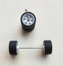 4PCS 1/64 Scale Alloy Car Model 5.2mm/11mm Size Rubber Tires + Wheels + Axles for Modified 1:64 Matchbox/Domeka/HW Model Cars
