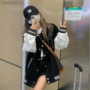 Autumn Winter Fashion Bomber Jackets for Women Streetwear Baseball Uniform Oversized Coat Jackets and Coats Loose student