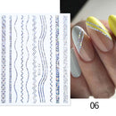 1PC Silver Gold Lines Stripe 3D Nail Sticker Geometric Waved Star Heart Self Adhesive Slider Papers Nail Art Transfer Stickers