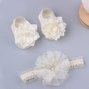 Lovely Pearl Bows Newborn Baby Girl Headband Socks Set Lace Flower Baby Hair Band Turban Baby Little Girl Hair Accessories