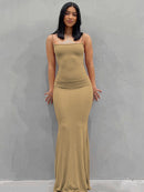 Hugcitar Satin Slip Sleeveless Backless Slim Sexy Maxi Dress 2022 Spring Women Party Y2K Concise Bodycon Elegant Clothing