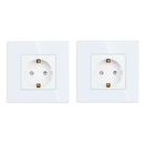 Bingoelec Power Socket,16A EU Standard Electrical Outlet 86mm*86mm White Crystal Glass Panel Wall Socket